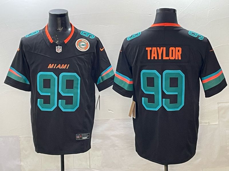 Men 2025 Nike Miami Dolphins #99 Taylor Black Throwback 5th generation Limited NFL Jersey 01